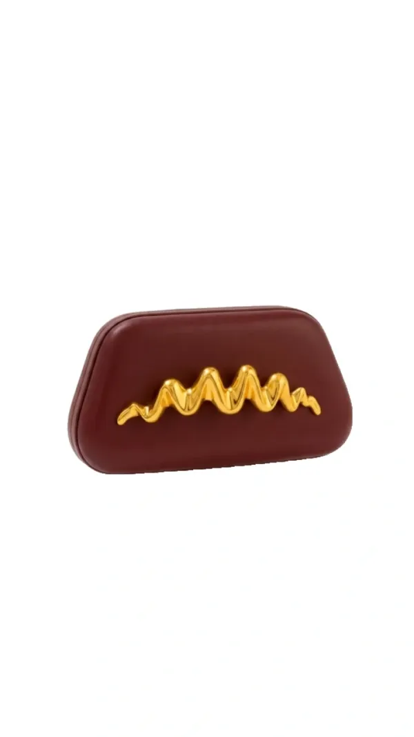 Veloure_Zephyr_Luxury_Statement_Clutch_-_Brown_Bag_With_Gold_Wave_Handle
