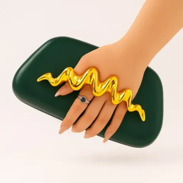 Veloure_Zephyr_Luxury_Statement_Clutch_-_Green_Bag_With_Gold_Wave_Handle