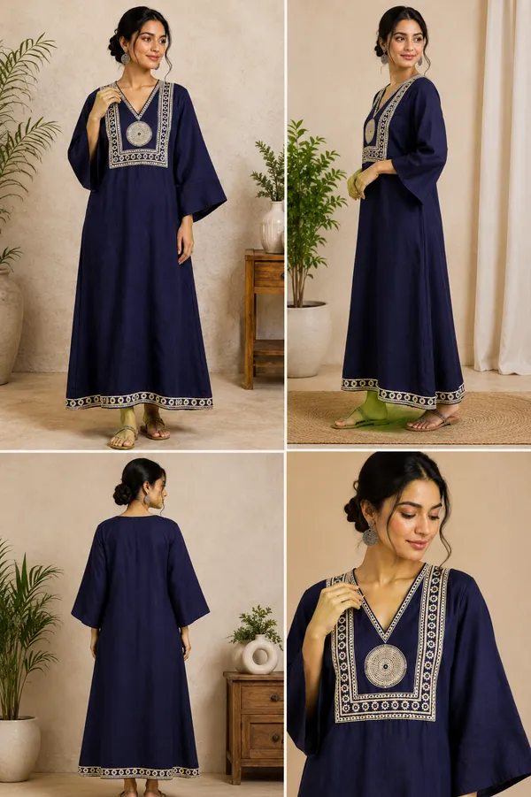 Navy_Blue_Cotton_Rayon_Straight_Embroidered_Kurta_For_Women