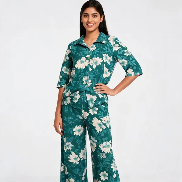 Teal_Cotton_Floral_Print_Relaxed_Co_Ord_Set_For_Women