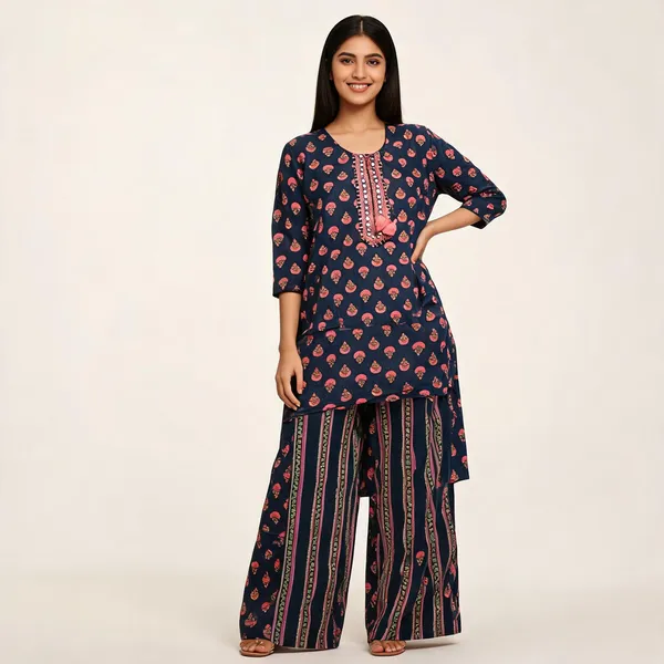 Navy_Blue_Cotton_Printed_Kurta_With_Palazzo_Set_For_Women