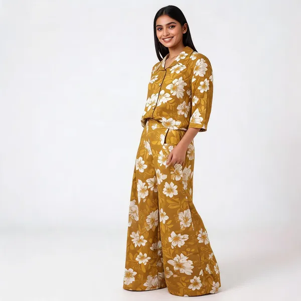 Mustard_Yellow_Cotton_Floral_Print_Co_Ord_Set_For_Women