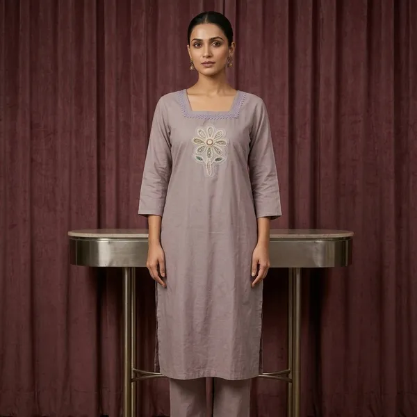 Grey_Glaze_Cotton_Floral_Embroidered_Square_Neck_Kurta_For_Women