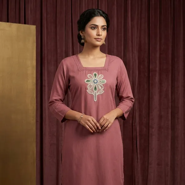 Mauve_Glaze_Cotton_Floral_Embroidered_Square_Neck_Kurta_For_Women