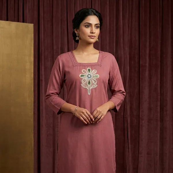 Mauve_Glaze_Cotton_Floral_Embroidered_Square_Neck_Kurta_For_Women