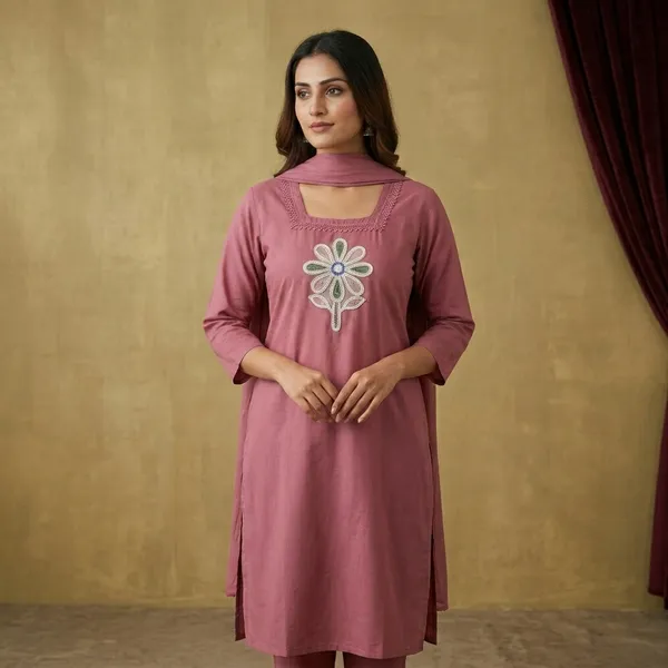 Mauve_Glaze_Cotton_Embroidered_Square_Neck_Kurta_For_Women