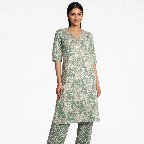 Sage_Green_Cotton_Floral_Print_Straight_Kurta_Set_For_Women