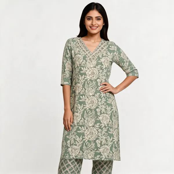 Sage_Green_Cotton_Floral_Print_Straight_Kurta_Set_For_Women