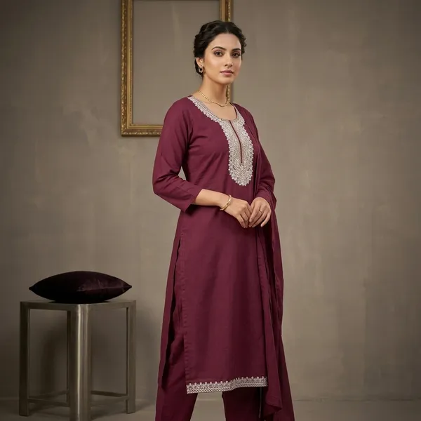 Mauve_Cotton_Rayon_Straight_Embroidered_Long_Kurta_For_Women