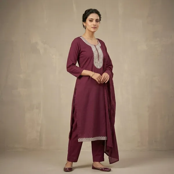 Mauve_Cotton_Rayon_Straight_Embroidered_Long_Kurta_For_Women