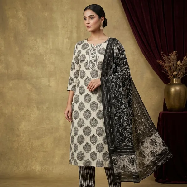 Off_White_Cotton_Straight_Block_Print_Kurta_For_Women