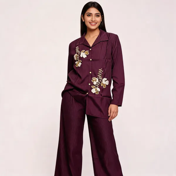 Burgundy_Chanderi_Silk_Floral_Embroidered_Co_Ord_Set_For_Women