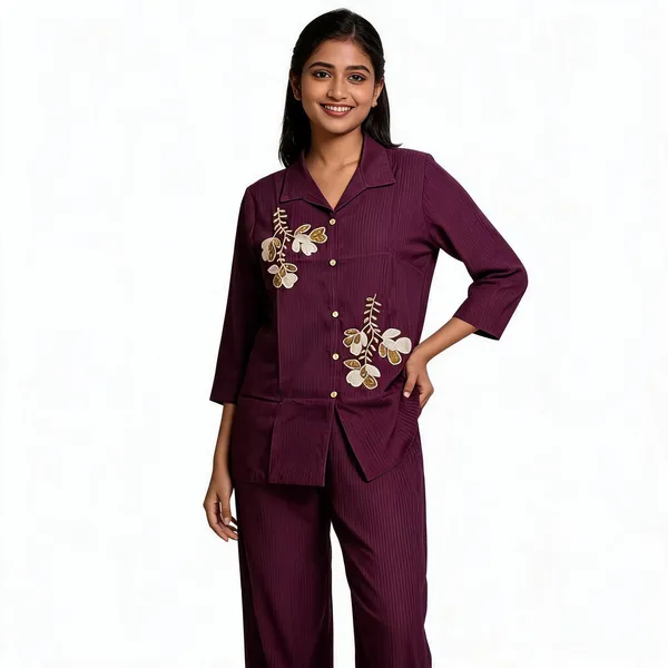 Burgundy_Chanderi_Silk_Floral_Embroidered_Co_Ord_Set_For_Women