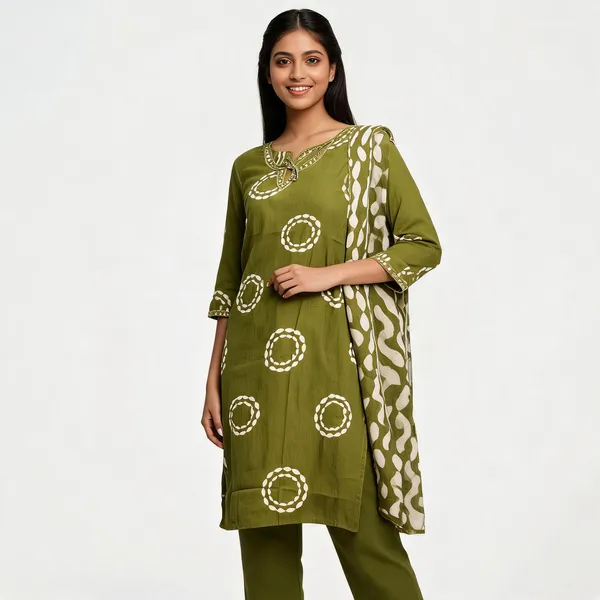 Olive_Green_Cotton_Printed_Straight_Kurta_Set_For_Women