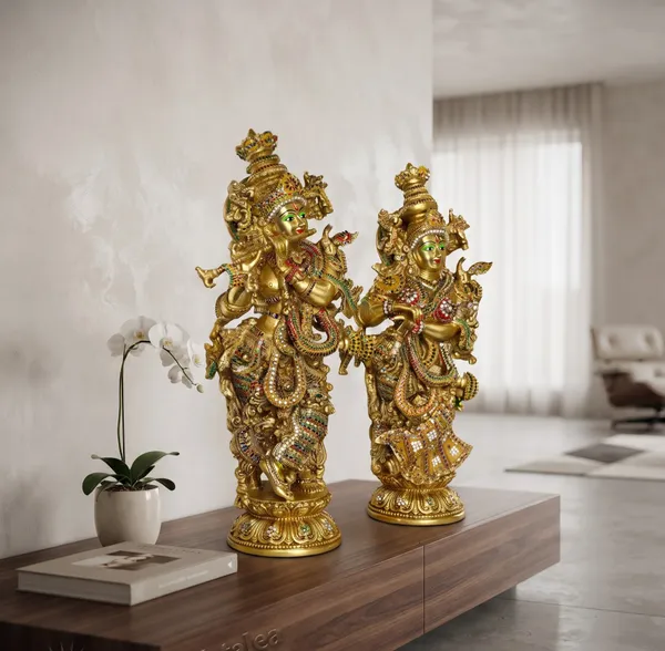 Radha_Krishna_Brass_Idol_Set_with_Multicolour_Stone_Work_–_Flute_Playing_Krishna_(29)