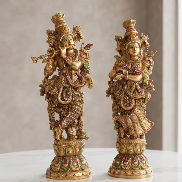 Radha_Krishna_Brass_Idol_Set_with_Multicolour_Stone_Work_–_Flute_Playing_Krishna_(29)