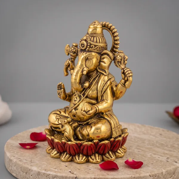 Antique_Brass_Ganesha_Idol_Seated_On_Lotus