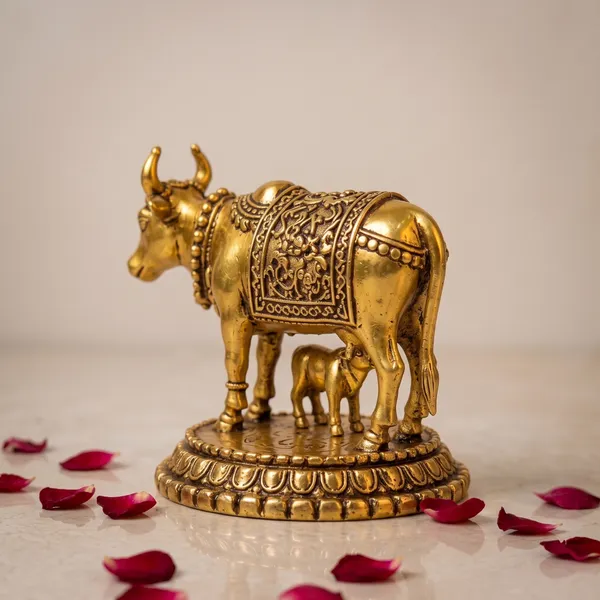 Antique_Brass_Kamdhenu_Cow_With_Calf_Idol
