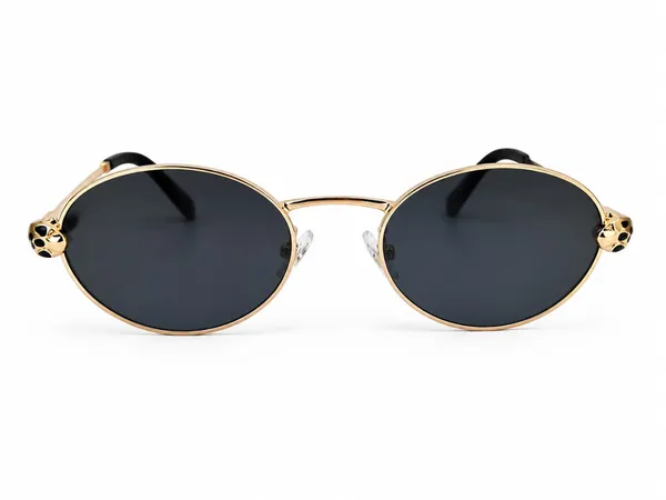 Gold_Plastic_Oval_Sunglasses_For_Unisex