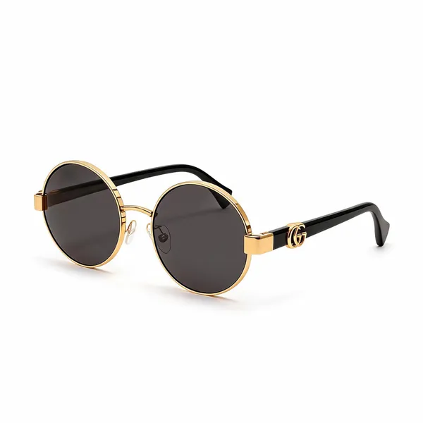 Gold_Plastic_Round_Frame_Sunglasses_For_Unisex