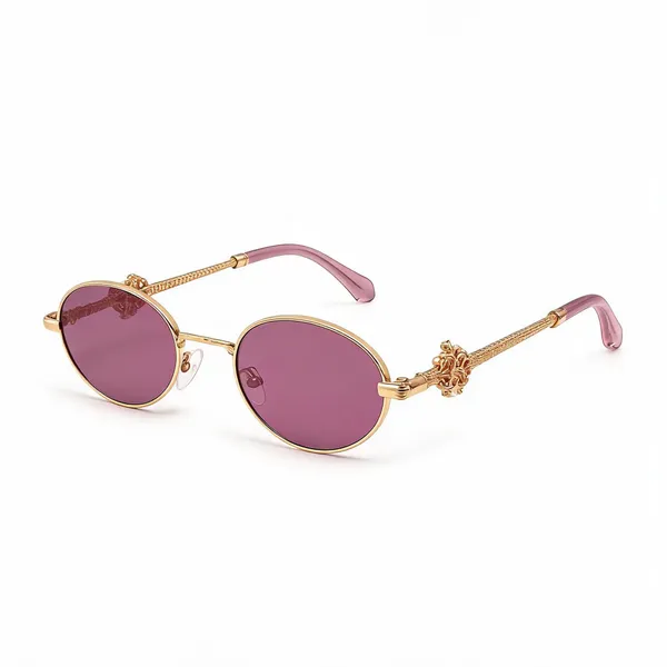 Pink_Plastic_Oval_Frame_Sunglasses_For_Unisex