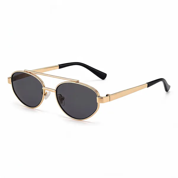 Gold_Plastic_Round_Double_Bridge_Sunglasses_For_Unisex