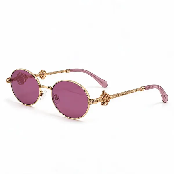 Pink_Metal_Oval_Sunglasses_For_Unisex