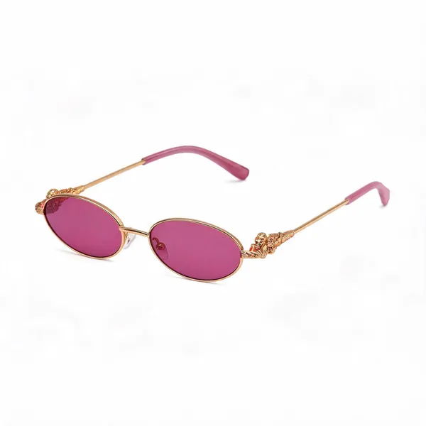 Gold_Plastic_Oval_Sunglasses_For_Unisex
