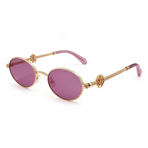 Gold_Plastic_Oval_Sunglasses_For_Unisex