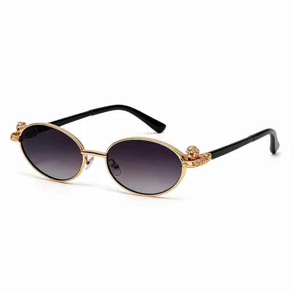 Gold_Plastic_Oval_Sunglasses_For_Unisex