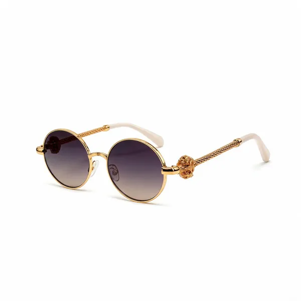 Gold_Plastic_Round_Sunglasses_For_Unisex
