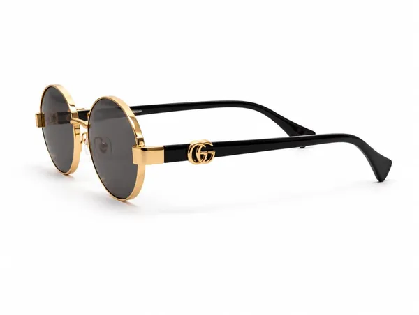Gold_Plastic_Round_Frame_Sunglasses_For_Unisex