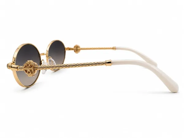 Gold_Plastic_Round_Sunglasses_For_Unisex