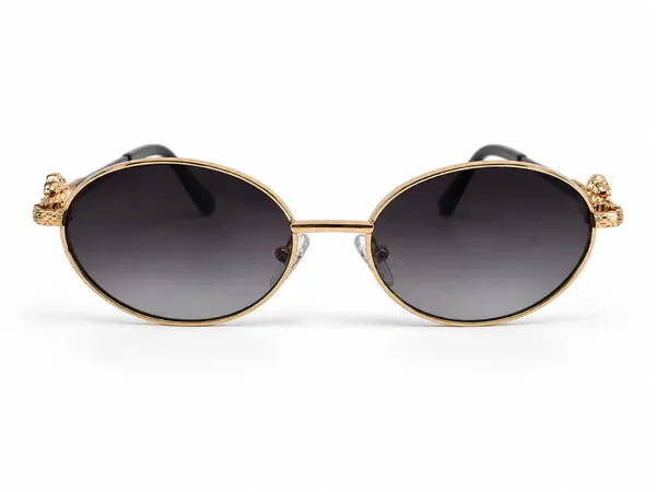 Gold_Plastic_Oval_Sunglasses_For_Unisex