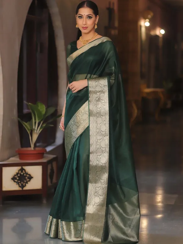 Premium_Green_Organza_Silk_Saree_with_Elegant_Golden_Woven_Border