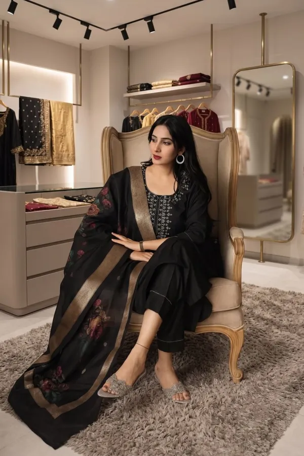 Black_Embroidered_3-Piece_Kurta_Suit_Set_with_Floral_Dupatta