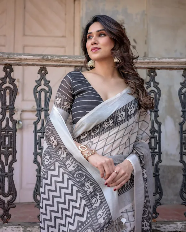 White_Printed_Saree_for_Women
