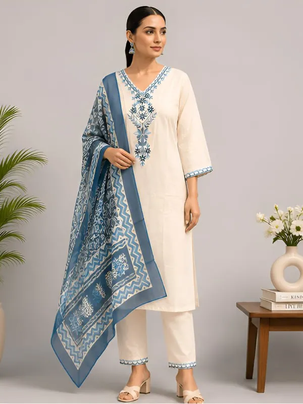 Designer_Khadi_Cotton_Embroidered_3-Piece_Suit_Set
