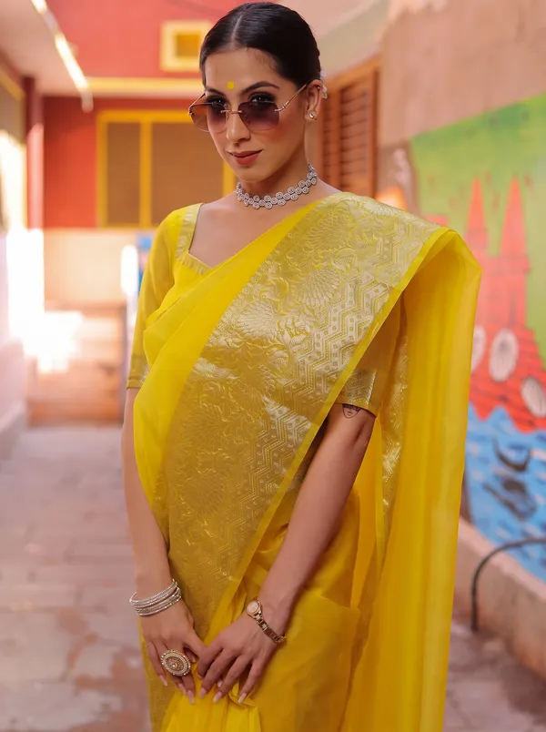 Premium_Yellow_Organza_Silk_Saree_with_Elegant_Golden_Woven_Border