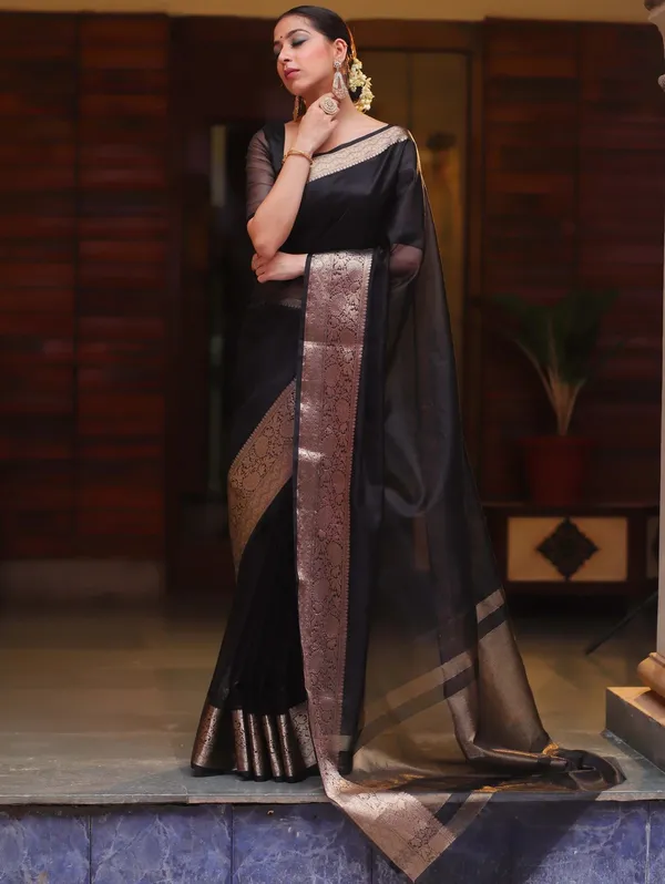 Premium_Black_Organza_Silk_Saree_with_Elegant_Golden_Woven_Border