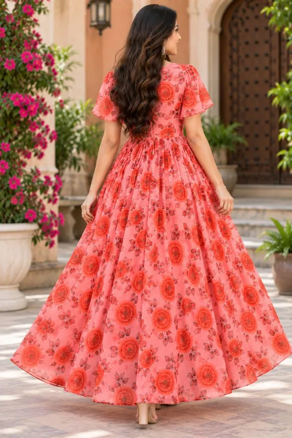 White_Beauty_Orange_Floral_Faux_Georgette_Gown