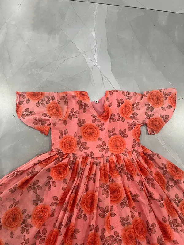 White_Beauty_Orange_Floral_Faux_Georgette_Gown