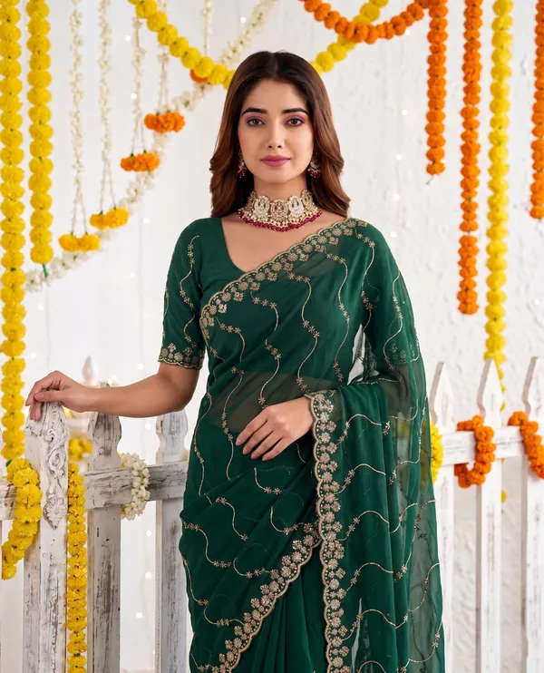 Designer_Mustard__Green_Party_Wear_Georgette_Saree_with_Sequin_Embroidery
