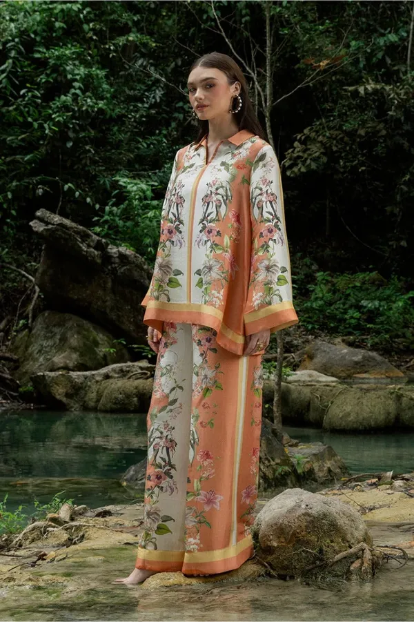 White_And_Orange_Premium_Cotton_Slub_Co-Ord_Set_For_Women