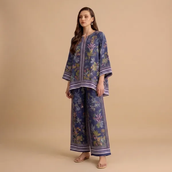 Navy_Blue_Premium_Cotton_Slub_Co-Ord_Set_For_Women
