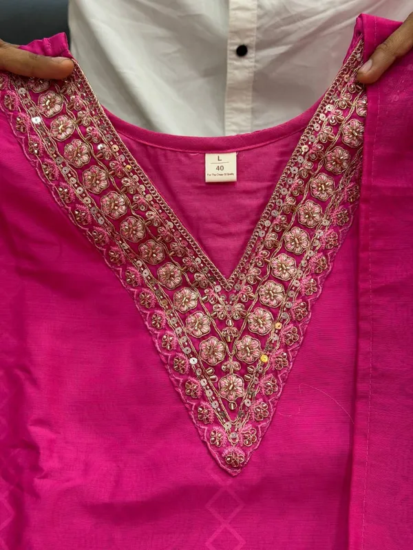 Premium_Kit_Kat_Silk_Kurti_Set_-_Rani_Pink