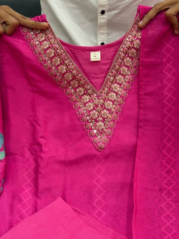 Premium_Kit_Kat_Silk_Kurti_Set_-_Rani_Pink