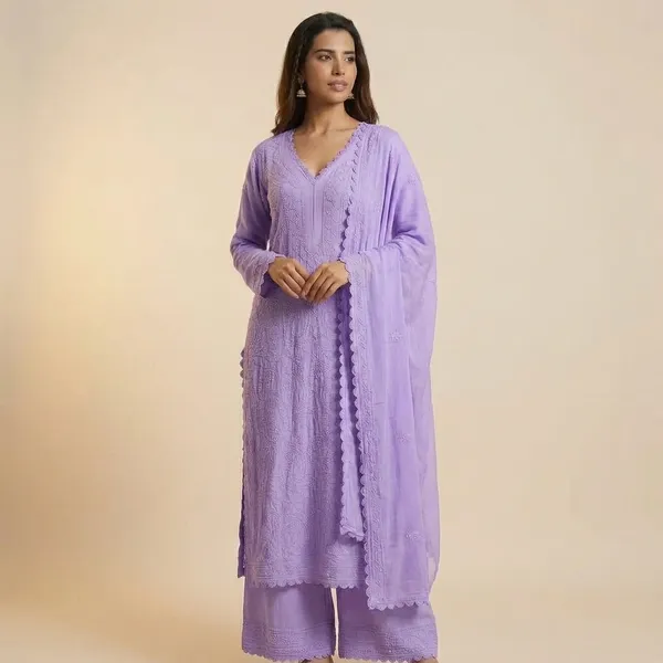 Lavender_Premium_Georgette_Kurta_Pant_Set_For_Women