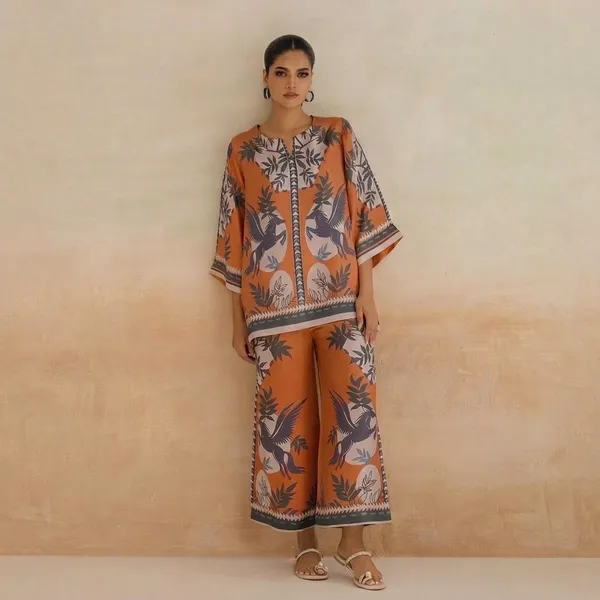 Orange_Premium_Cotton_Slub_Co-Ord_Set_For_Women