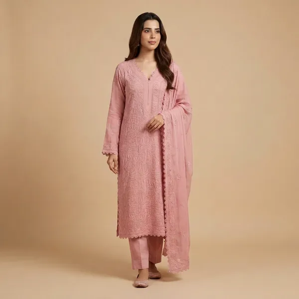 Pastel_Pink_Premium_Georgette_Kurta_Pant_Set_For_Women
